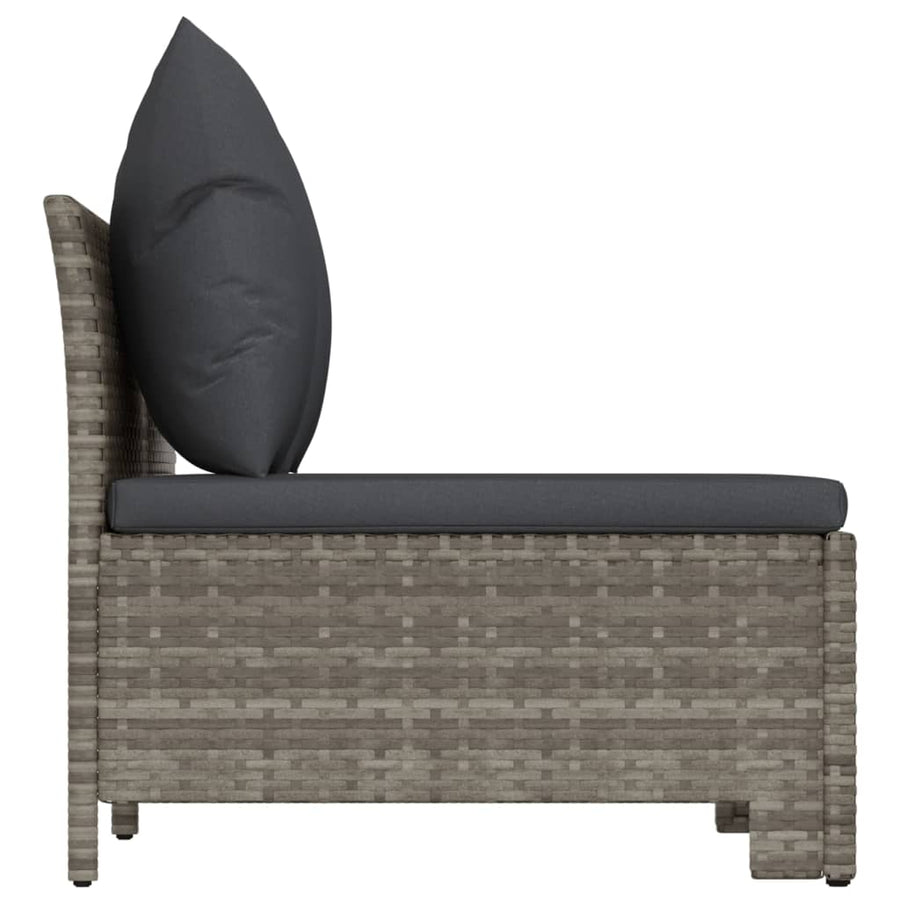 Tuinbank 2-Zits Met Kussens Poly Rattan Grijs 2x midden