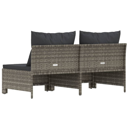 Tuinbank 2-Zits Met Kussens Poly Rattan Grijs 2x midden