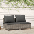 2-Seater Garden Bench with Cushions, Poly Rattan, Grey