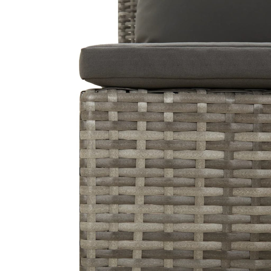 3-Delige Loungeset Met Kussens Poly Rattan Grijs 2x midden + voetensteun