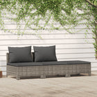 3-Delige Loungeset Met Kussens Poly Rattan Grijs 2x midden + voetensteun