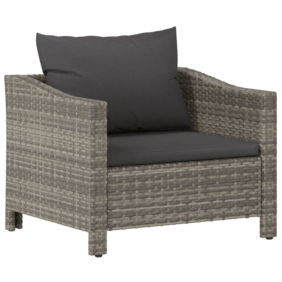 Tuinstoel Met Kussens Poly Rattan Grijs Fauteuil