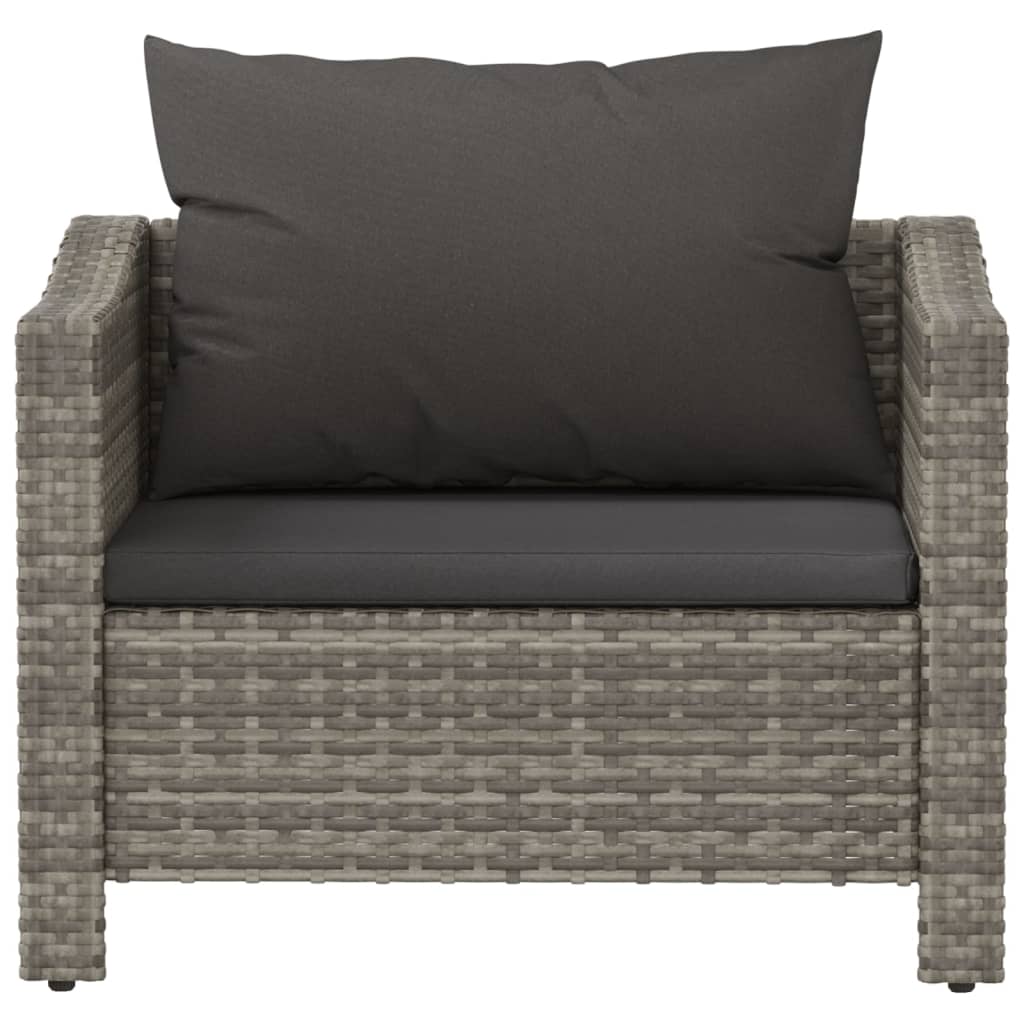 Tuinstoel Met Kussens Poly Rattan Grijs Fauteuil