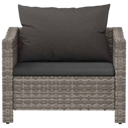 Tuinstoel Met Kussens Poly Rattan Grijs Fauteuil