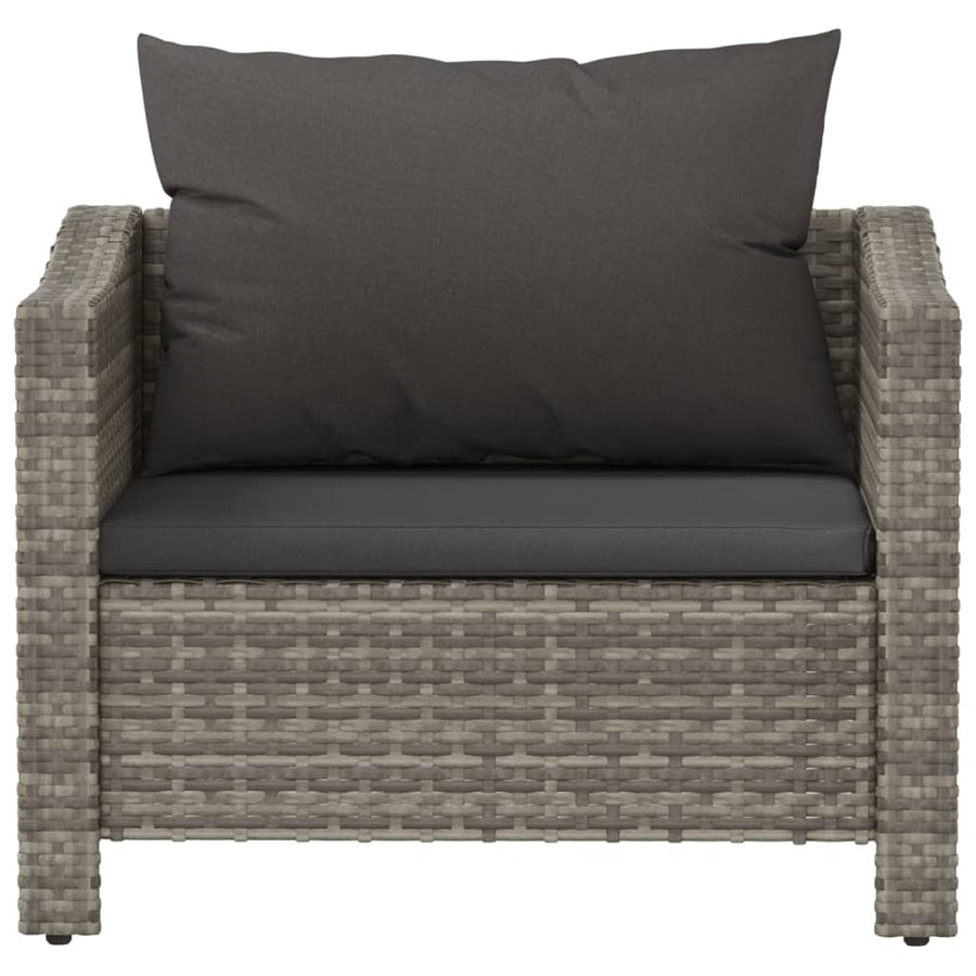 Tuinstoel Met Kussens Poly Rattan Grijs Fauteuil