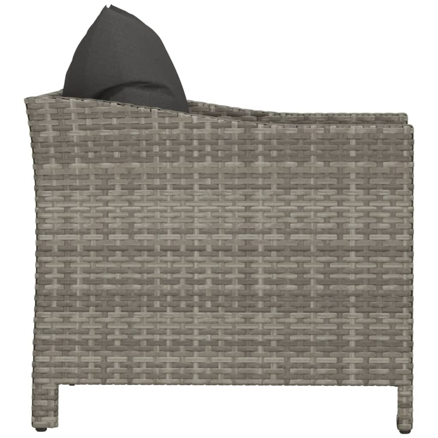 Tuinstoel Met Kussens Poly Rattan Grijs Fauteuil
