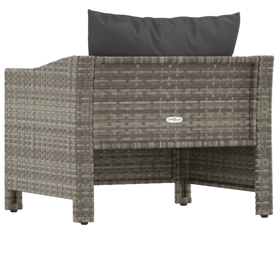 Tuinstoel Met Kussens Poly Rattan Grijs Fauteuil