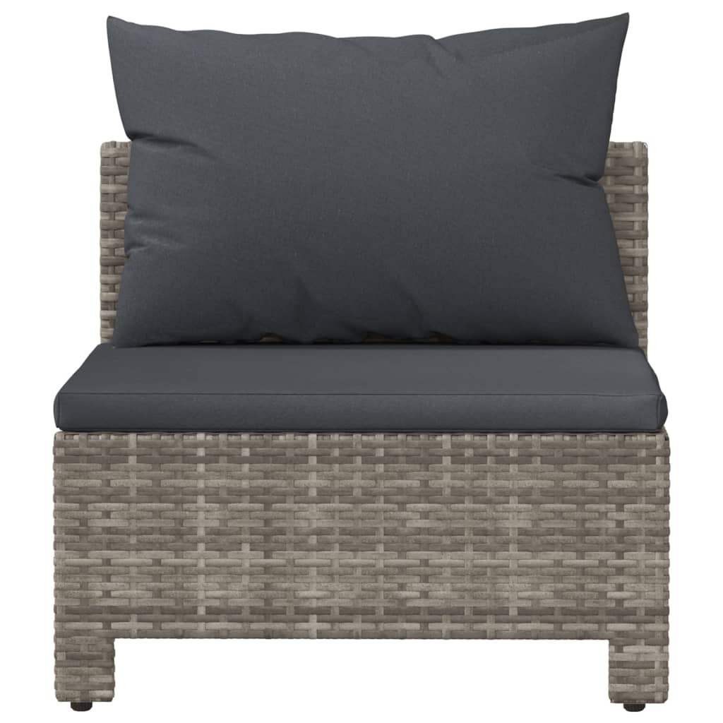 Tuinmiddenbank Met Kussens Poly Rattan Grijs middle