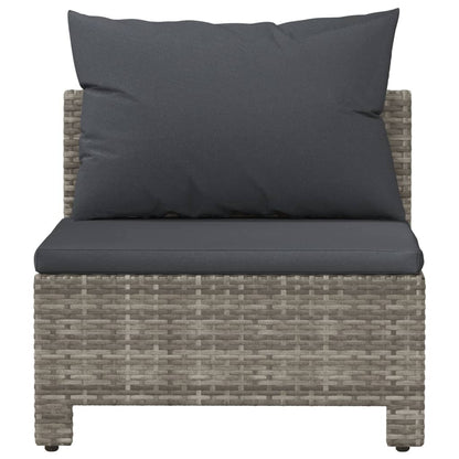 Tuinmiddenbank Met Kussens Poly Rattan Grijs middle