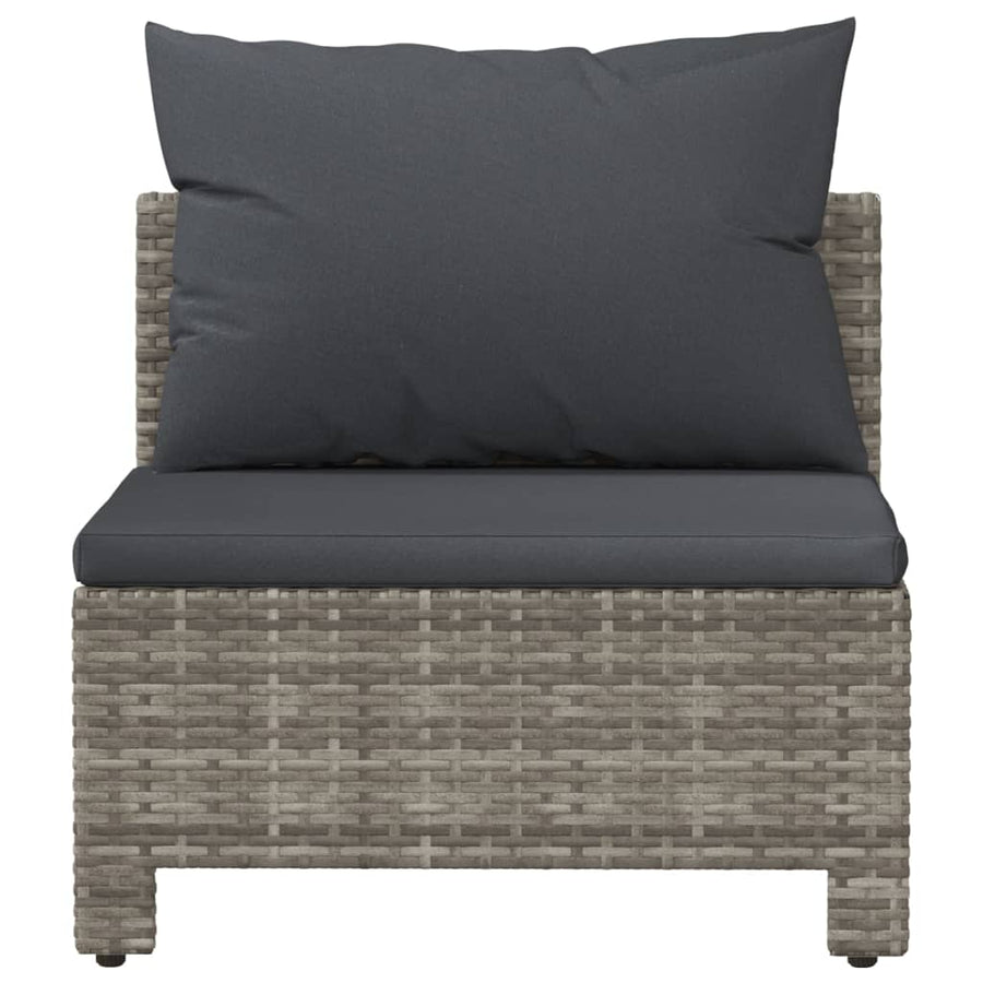 Tuinmiddenbank Met Kussens Poly Rattan Grijs middle