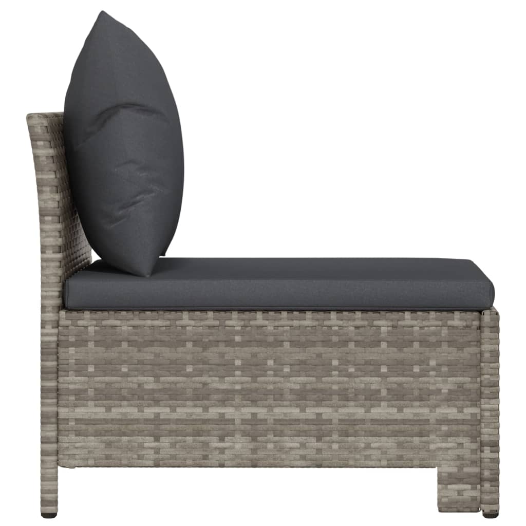 Tuinmiddenbank Met Kussens Poly Rattan Grijs middle