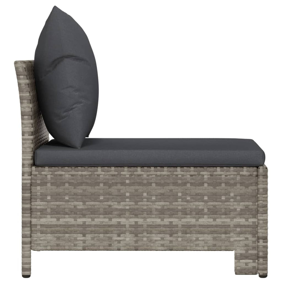 Tuinmiddenbank Met Kussens Poly Rattan Grijs middle