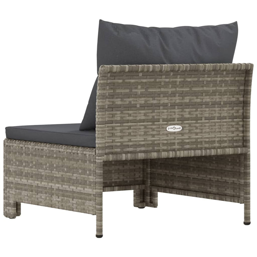 Tuinmiddenbank Met Kussens Poly Rattan Grijs middle