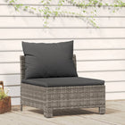Garden bench middle with cushion gray poly rattan
