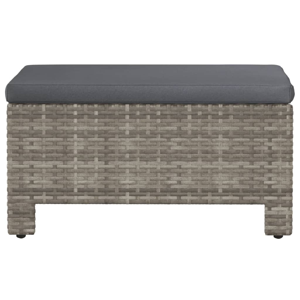 Met Kussen Poly Rattan Grijs Voetensteun