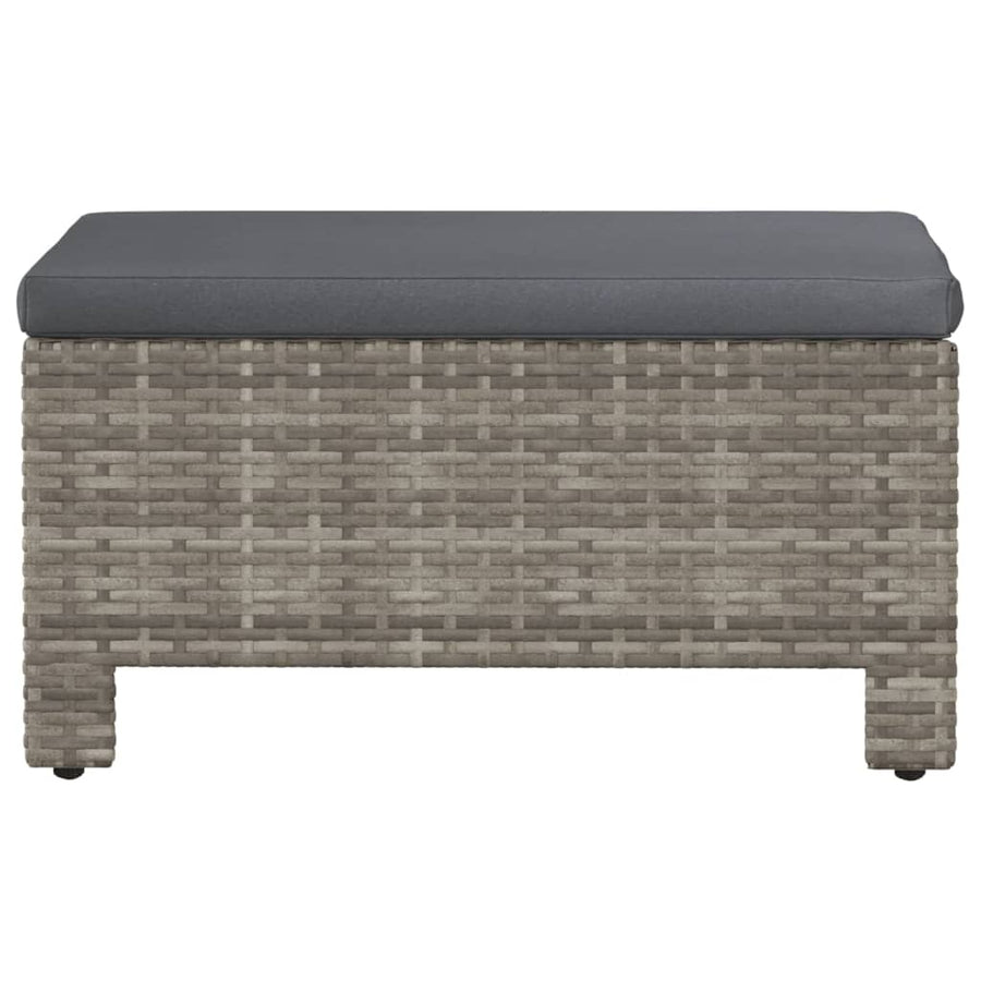 Met Kussen Poly Rattan Grijs Voetensteun