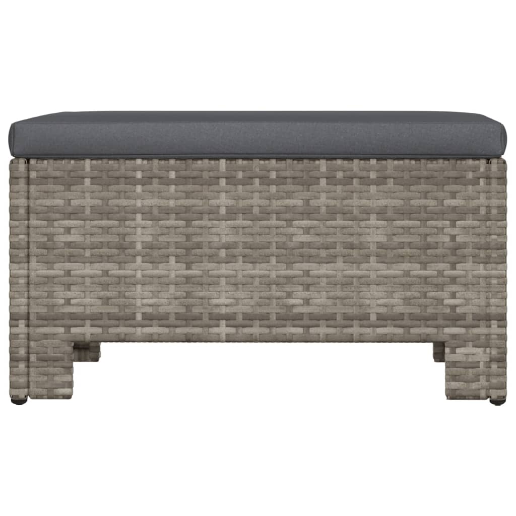 Met Kussen Poly Rattan Grijs Voetensteun