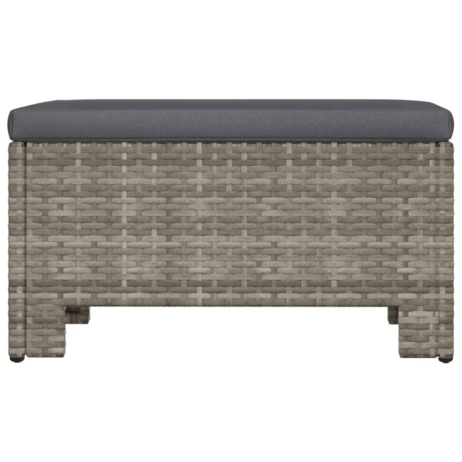 Met Kussen Poly Rattan Grijs Voetensteun