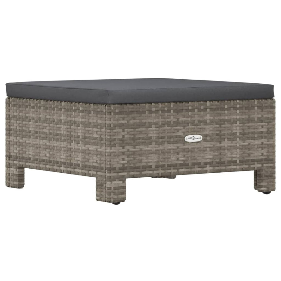 Met Kussen Poly Rattan Grijs Voetensteun