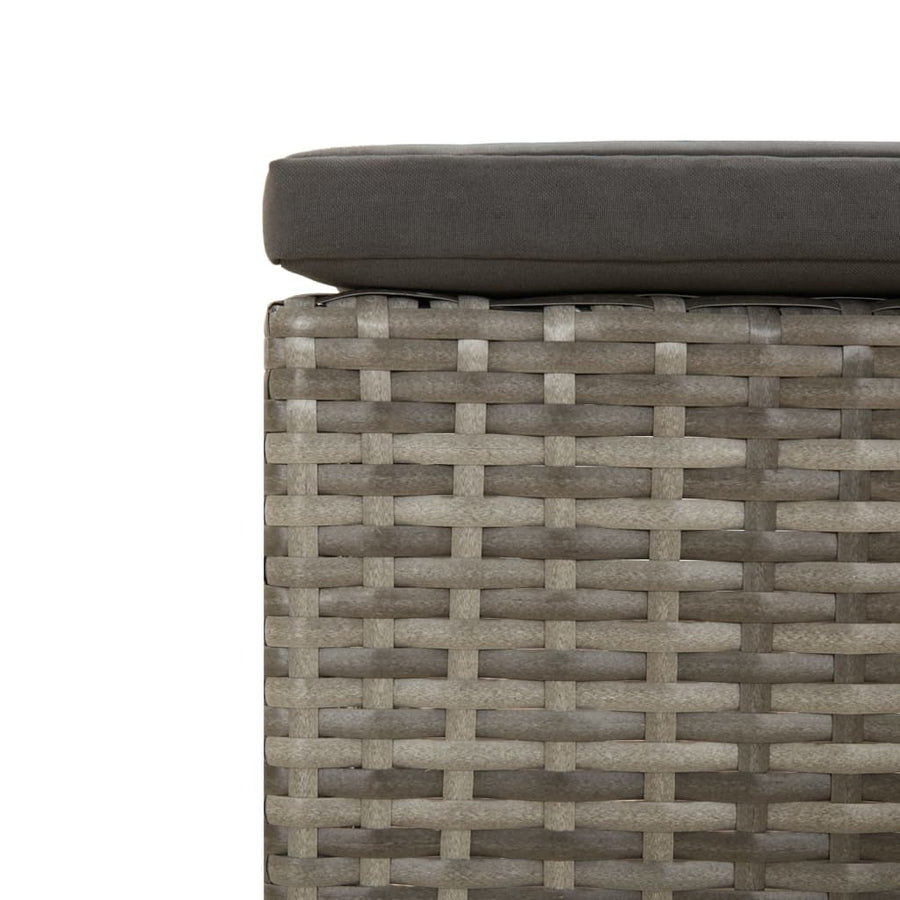 Met Kussen Poly Rattan Grijs Voetensteun