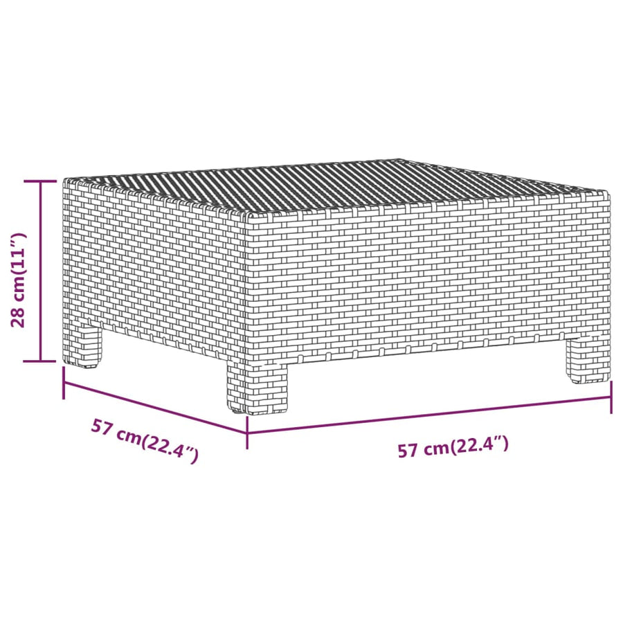 Met Kussen Poly Rattan Grijs Voetensteun
