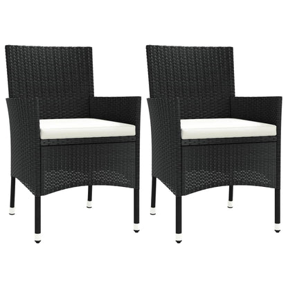 Tuinstoelen met kussens 2 st. zwart poly rattan (alleen VK/IE/FI/NO)