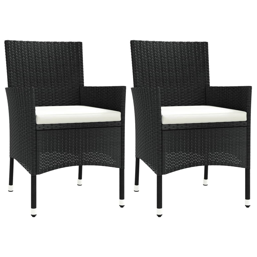 Tuinstoelen met kussens 2 st. zwart poly rattan (alleen VK/IE/FI/NO)