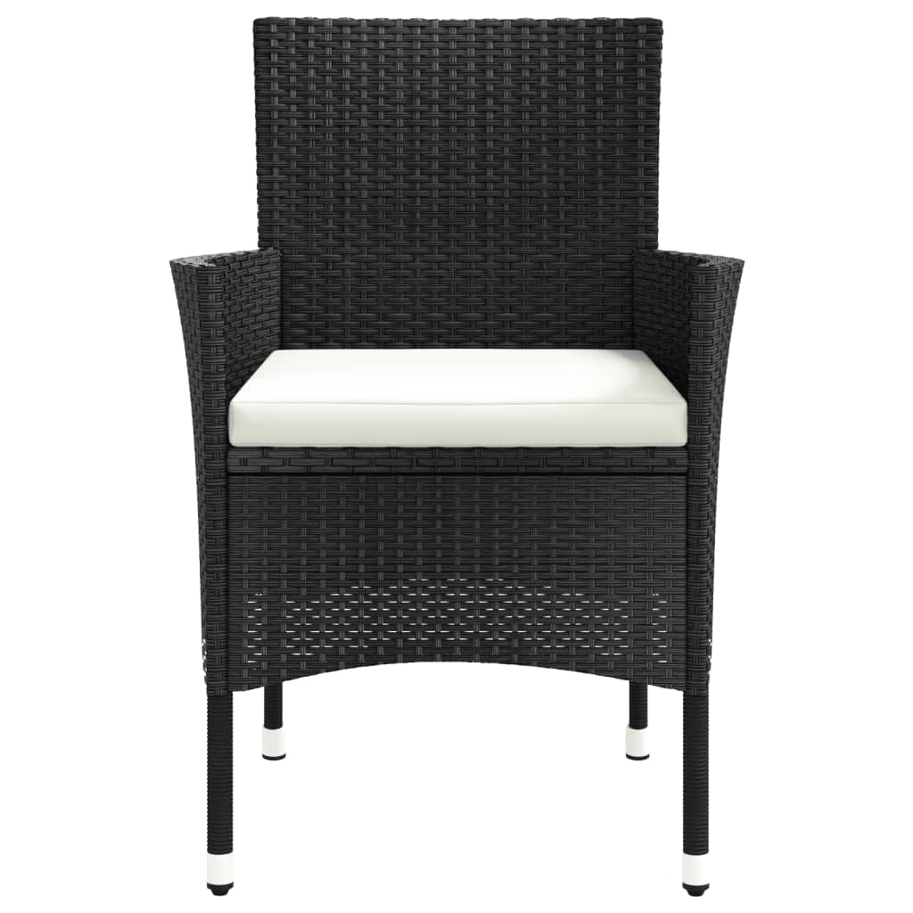 Tuinstoelen met kussens 2 st. zwart poly rattan (alleen VK/IE/FI/NO)