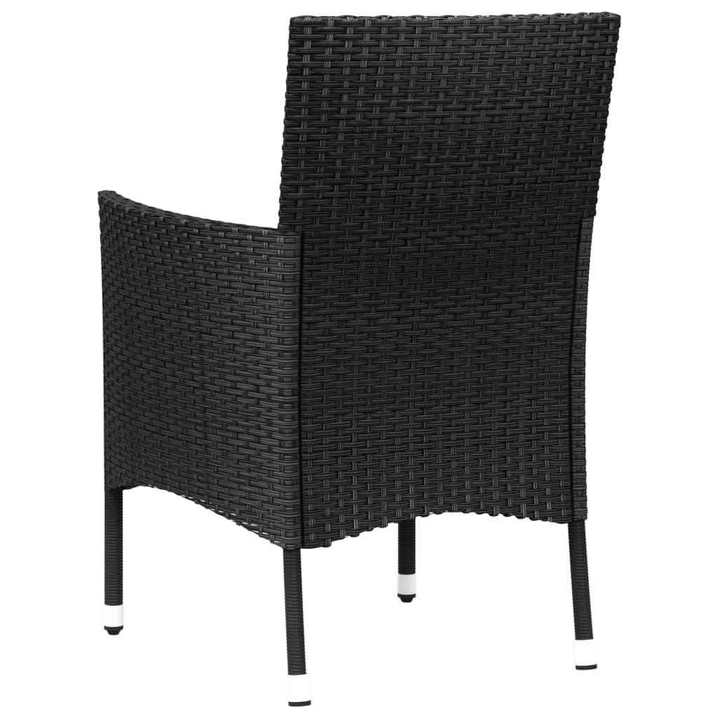 Tuinstoelen met kussens 2 st. zwart poly rattan (alleen VK/IE/FI/NO)