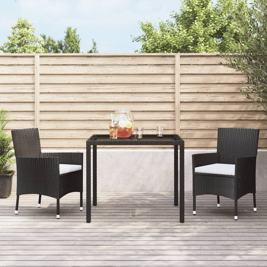 Tuinstoelen met kussens 2 st. zwart poly rattan (alleen VK/IE/FI/NO)