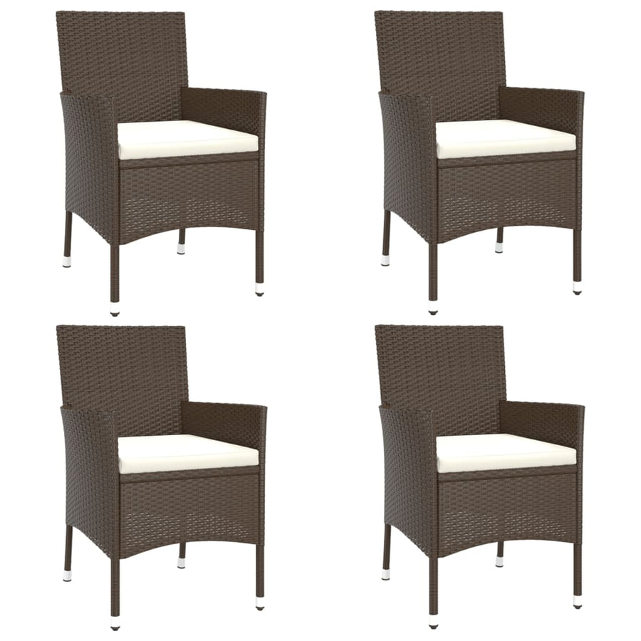 Tuinstoelen met kussens 4 st bruin poly rattan (alleen VK/IE/FI/NO)