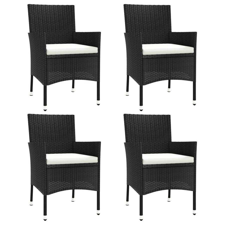 Tuinstoelen met kussens 4 st zwart poly rattan (alleen VK/IE/FI/NO)