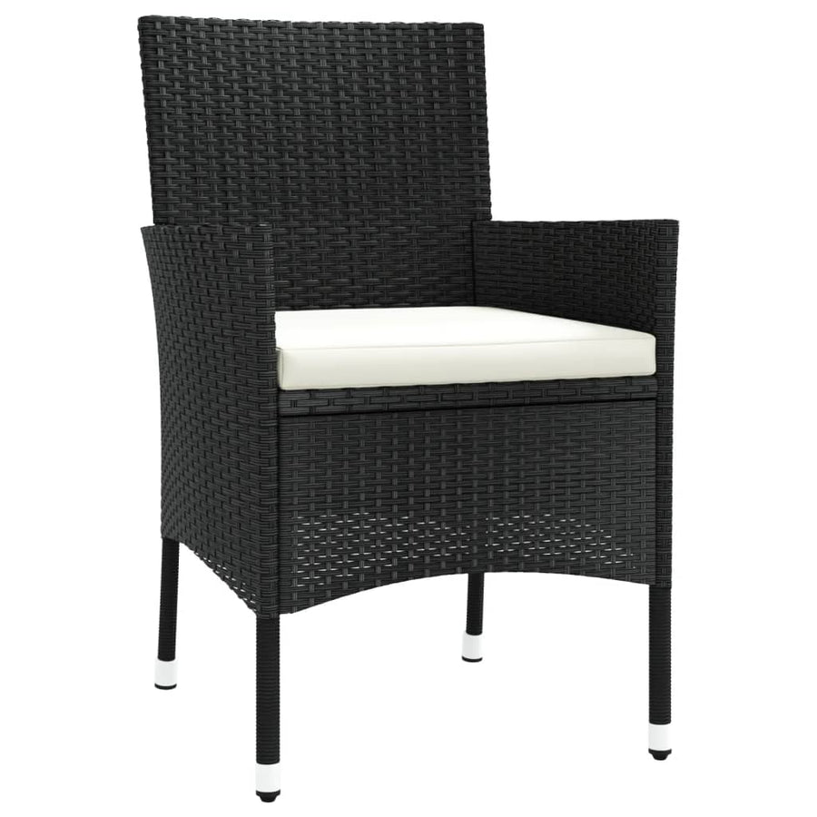 Tuinstoelen met kussens 4 st zwart poly rattan (alleen VK/IE/FI/NO)