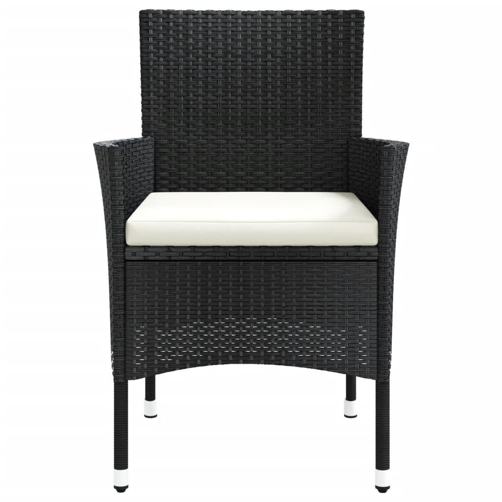 Tuinstoelen met kussens 4 st zwart poly rattan (alleen VK/IE/FI/NO)