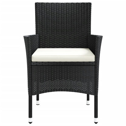 Tuinstoelen met kussens 4 st zwart poly rattan (alleen VK/IE/FI/NO)