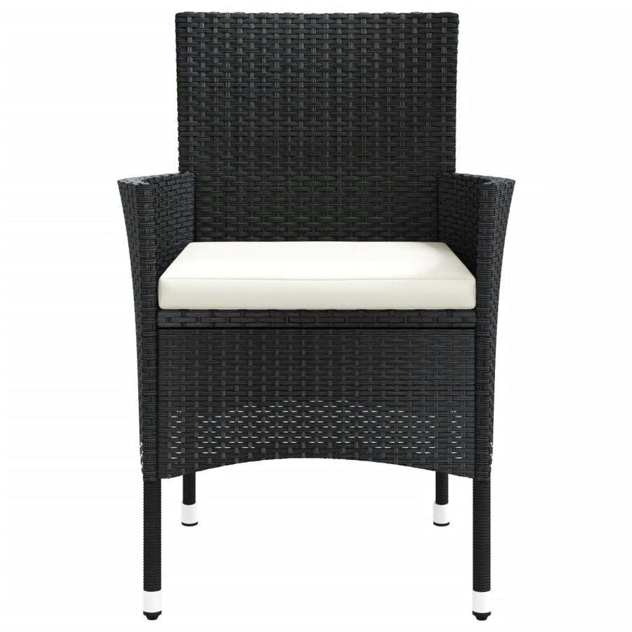 Tuinstoelen met kussens 4 st zwart poly rattan (alleen VK/IE/FI/NO)
