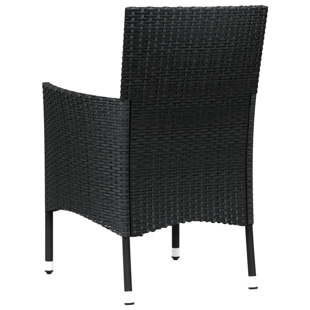 Tuinstoelen met kussens 4 st zwart poly rattan (alleen VK/IE/FI/NO)