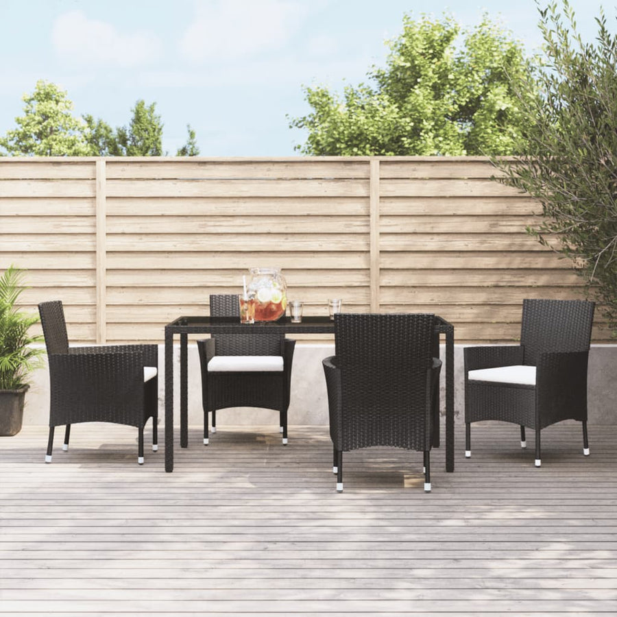 Tuinstoelen met kussens 4 st zwart poly rattan (alleen VK/IE/FI/NO)