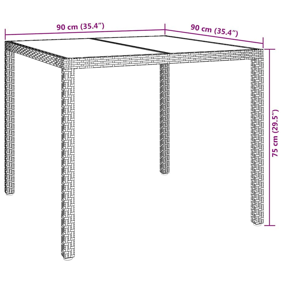 Tuinstafel Grijs 90 x 90 x 75 cm poly rattan