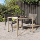 Tuintafel poly rattan 90x90x75 cm beige