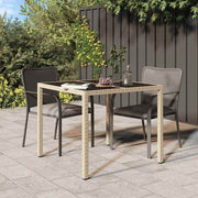 Tuintafel poly rattan 90x90x75 cm beige