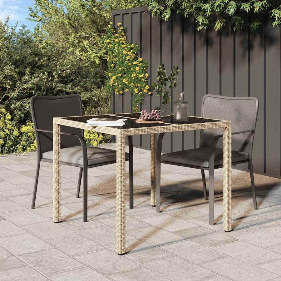 Tuinstafel Beige 90 x 90 x 75 cm poly rattan