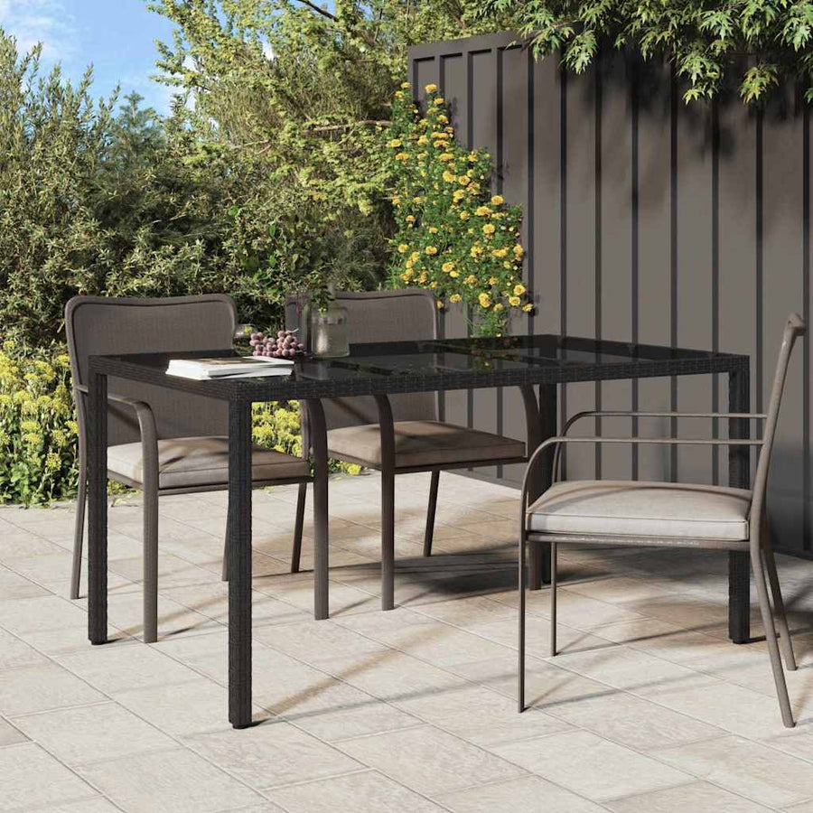 Tuinstafel Zwart 150 x 90 x 75 cm poly rattan