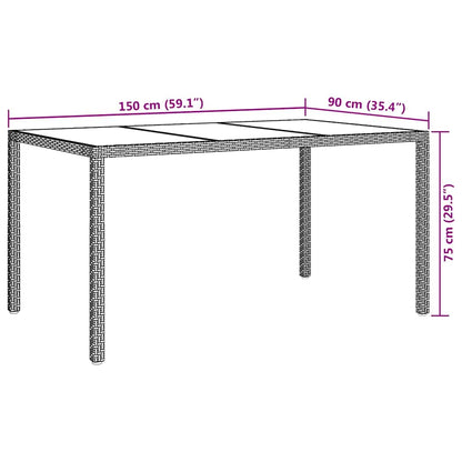 Tuinstafel Zwart 150 x 90 x 75 cm poly rattan