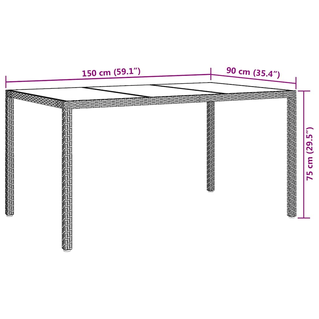 Tuinstafel Wit 150 x 90 x 75 cm poly rattan