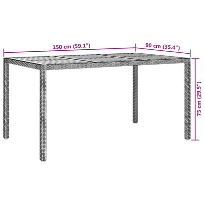 Tuin Eettafel Poly Rattan grijs en naturel