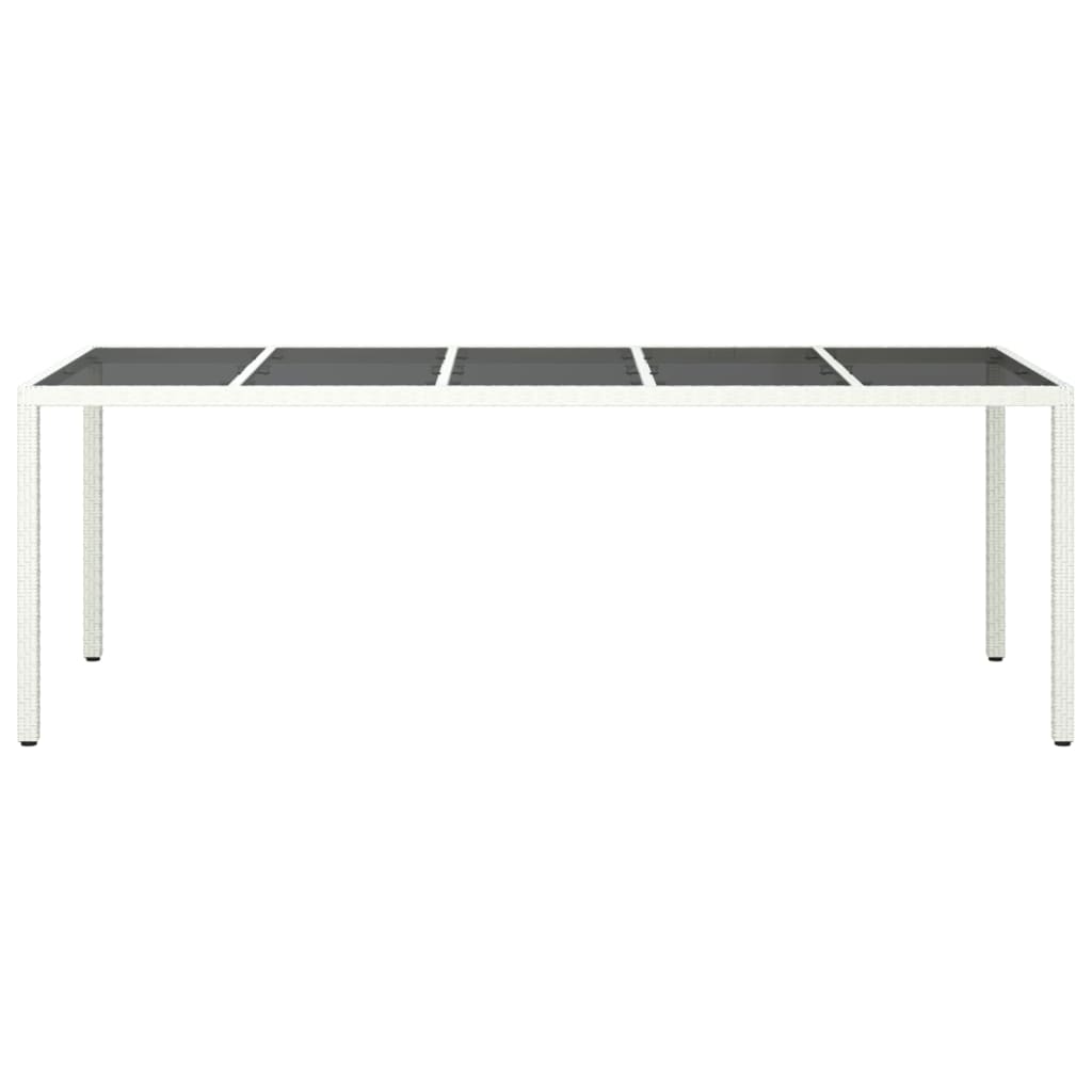 Tuintafel 250X00X75 Cm Poly Rattan En Gehard Glas Wit