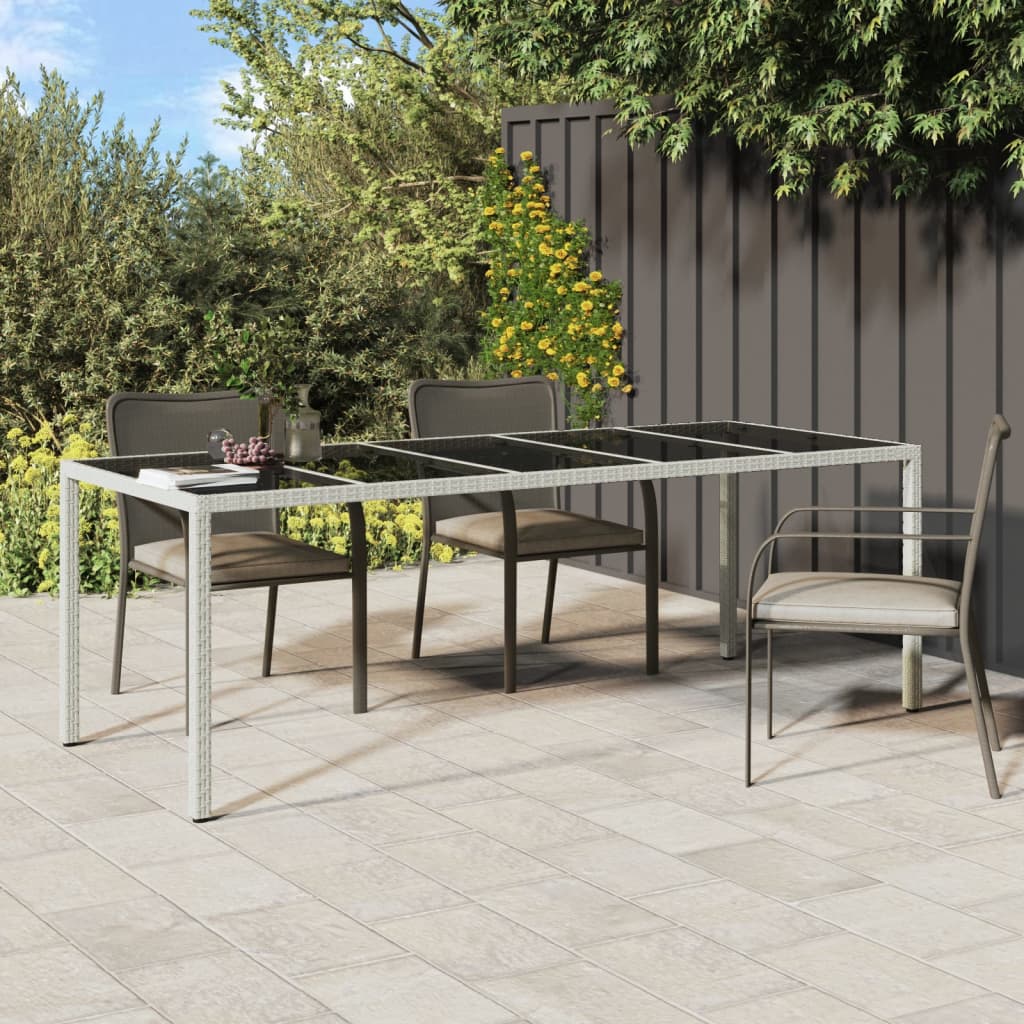 Tuintafel 250X00X75 Cm Poly Rattan En Gehard Glas Wit