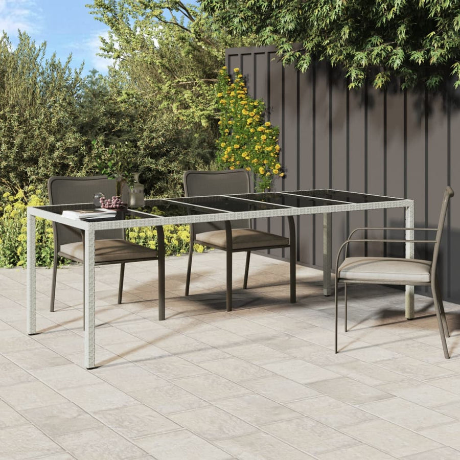 Tuintafel 250X00X75 Cm Poly Rattan En Gehard Glas Wit