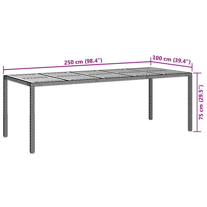 Tuinstafel Zwart 250 x 100 x 75 cm poly rattan